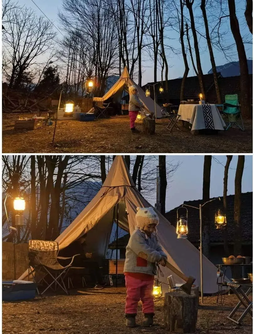 4 Season Waterproof Teepee Tent Pyramid Tent with Stove Hole Jack for Outdoor Camping Hiking, Height 7.8FT/240CM