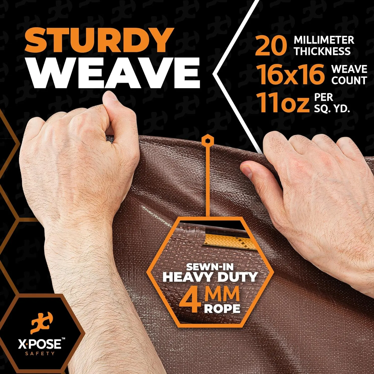 40' x 60' Brown/White Ultra Heavy Duty Tarp - 20 Mil Waterproof Cover for Rain Camping, Tent, UV Protection - Extra Large Outdoor Tarp With Reinforced Corners