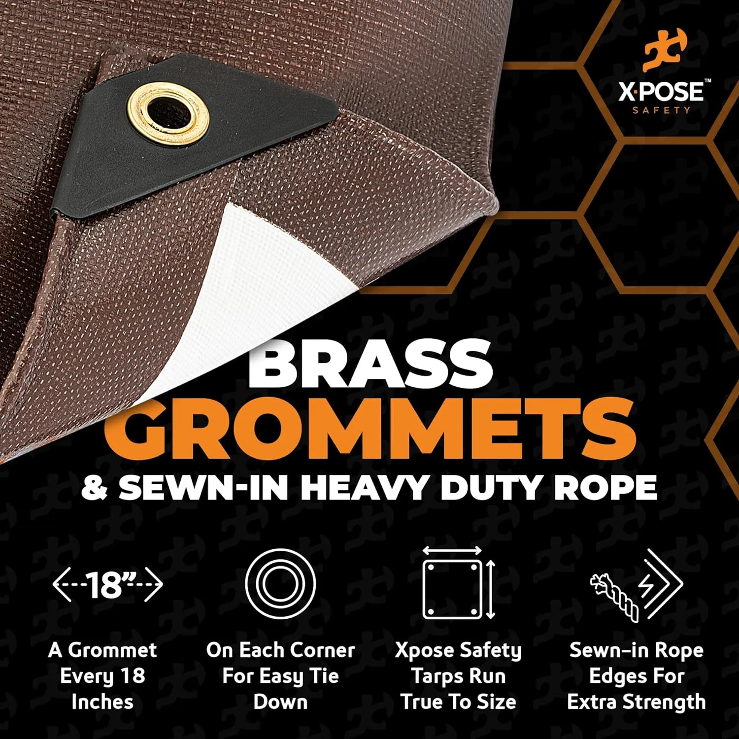 40' x 60' Brown/White Ultra Heavy Duty Tarp - 20 Mil Waterproof Cover for Rain Camping, Tent, UV Protection - Extra Large Outdoor Tarp With Reinforced Corners