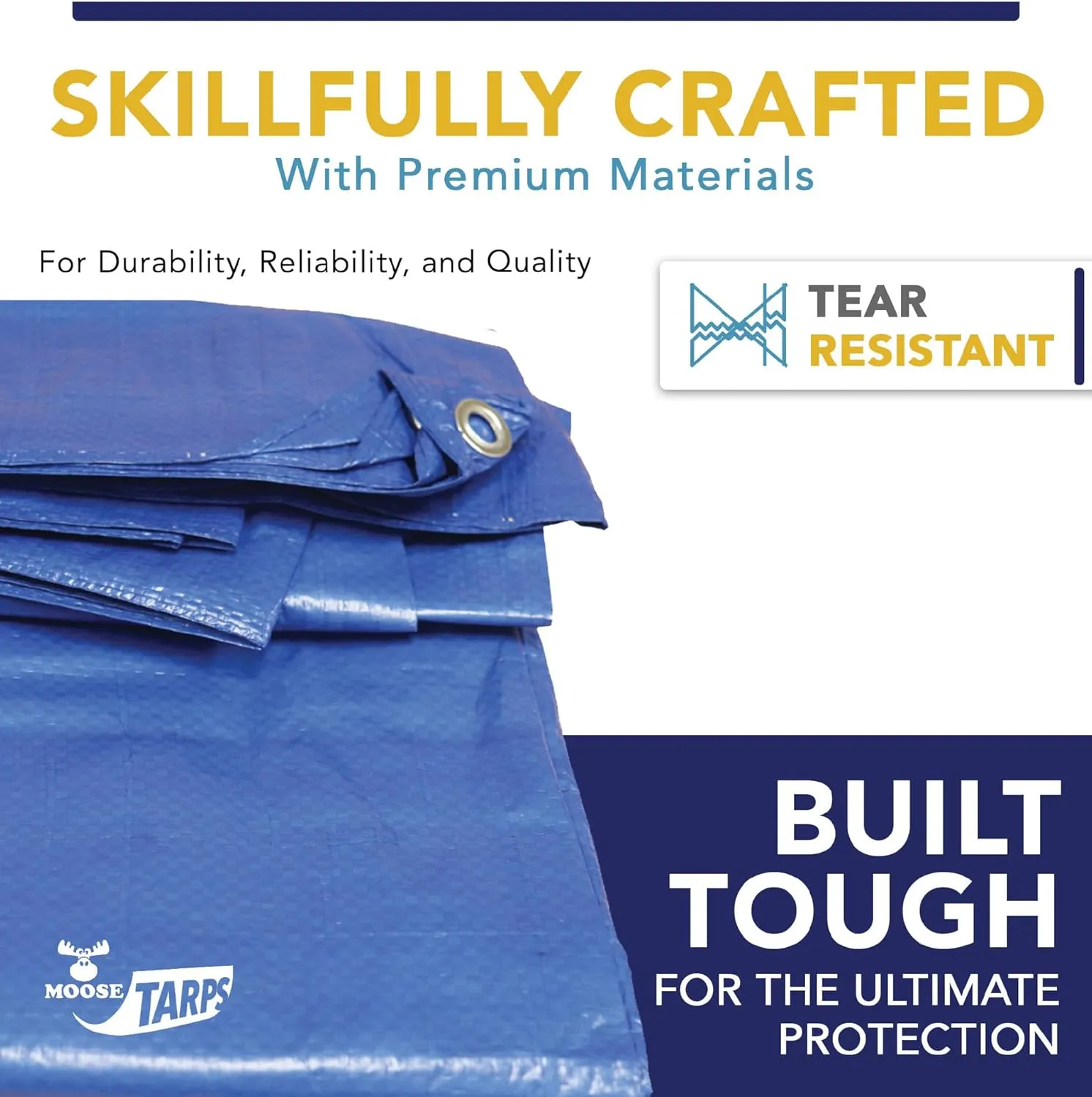 40' x 60' Waterproof Tarp | Medium Duty Reversible Blue/Silver | Multipurpose Indoor/Outdoor Use: Tents, Wood Cover, Furniture, Car, Boat, Pool, & More | Tear Resistant
