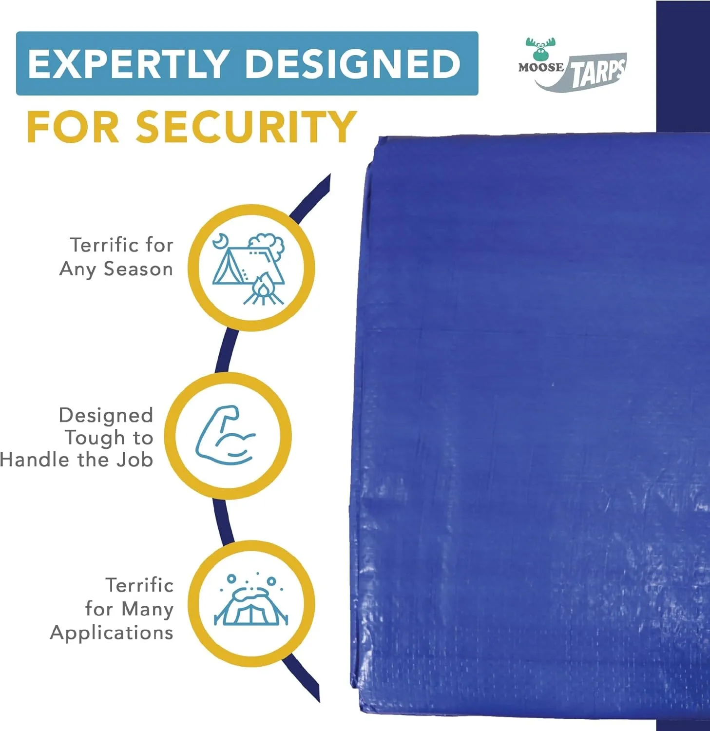 40' x 60' Waterproof Tarp | Medium Duty Reversible Blue/Silver | Multipurpose Indoor/Outdoor Use: Tents, Wood Cover, Furniture, Car, Boat, Pool, & More | Tear Resistant