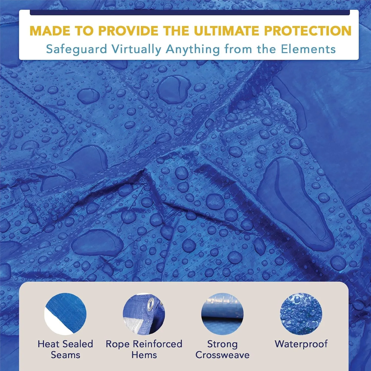40' x 60' Waterproof Tarp | Medium Duty Reversible Blue/Silver | Multipurpose Indoor/Outdoor Use: Tents, Wood Cover, Furniture, Car, Boat, Pool, & More | Tear Resistant