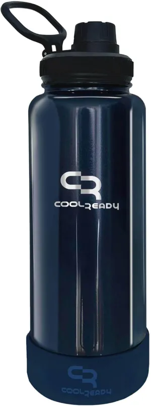 40oz Blue Double Walled Insulated Stainless Steel Water Bottle with Straw Lid, Chug Lid, Silicon Boot, Wide Mouth, Workout Bottle for Men and Women