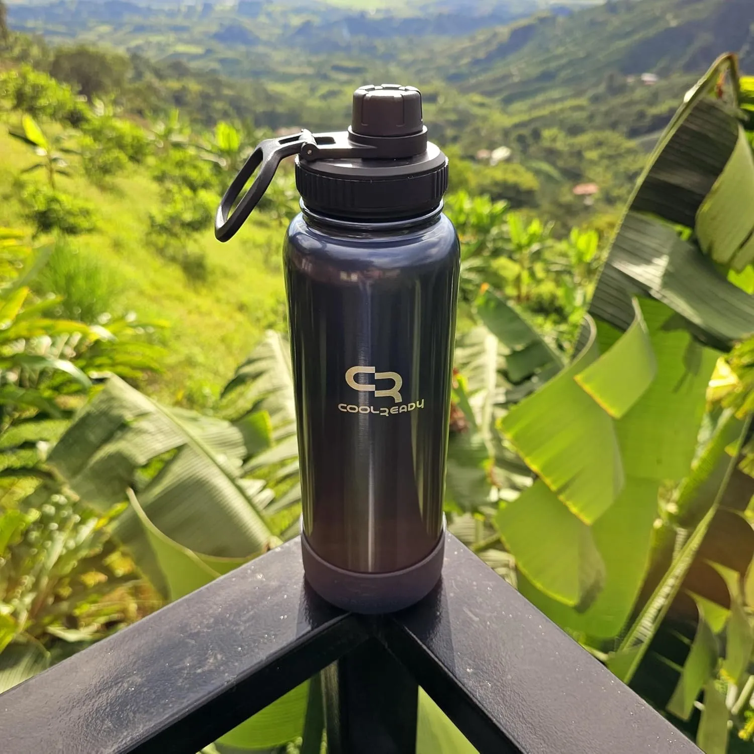 40oz Blue Double Walled Insulated Stainless Steel Water Bottle with Straw Lid, Chug Lid, Silicon Boot, Wide Mouth, Workout Bottle for Men and Women