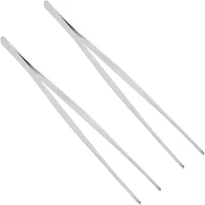 430 Stainless Steel Tweezers Straight Multi Purpose Tweezers Flat Round Tip for Succulent Plants Splinter Facial Ingrown Hairs Removal Daily Beauty Tool