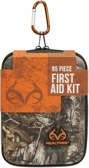 4452 Realtree Hard-Shell Foam First Aid Kit - 85 Piece Camo Emergency Survival Supplies for Safety and Security
