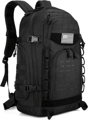 45L Tactical Backpack for Men and Women Army Assault Pack Large Molle Military Tactical Backpack Bug Out Bag Daypack (Black)