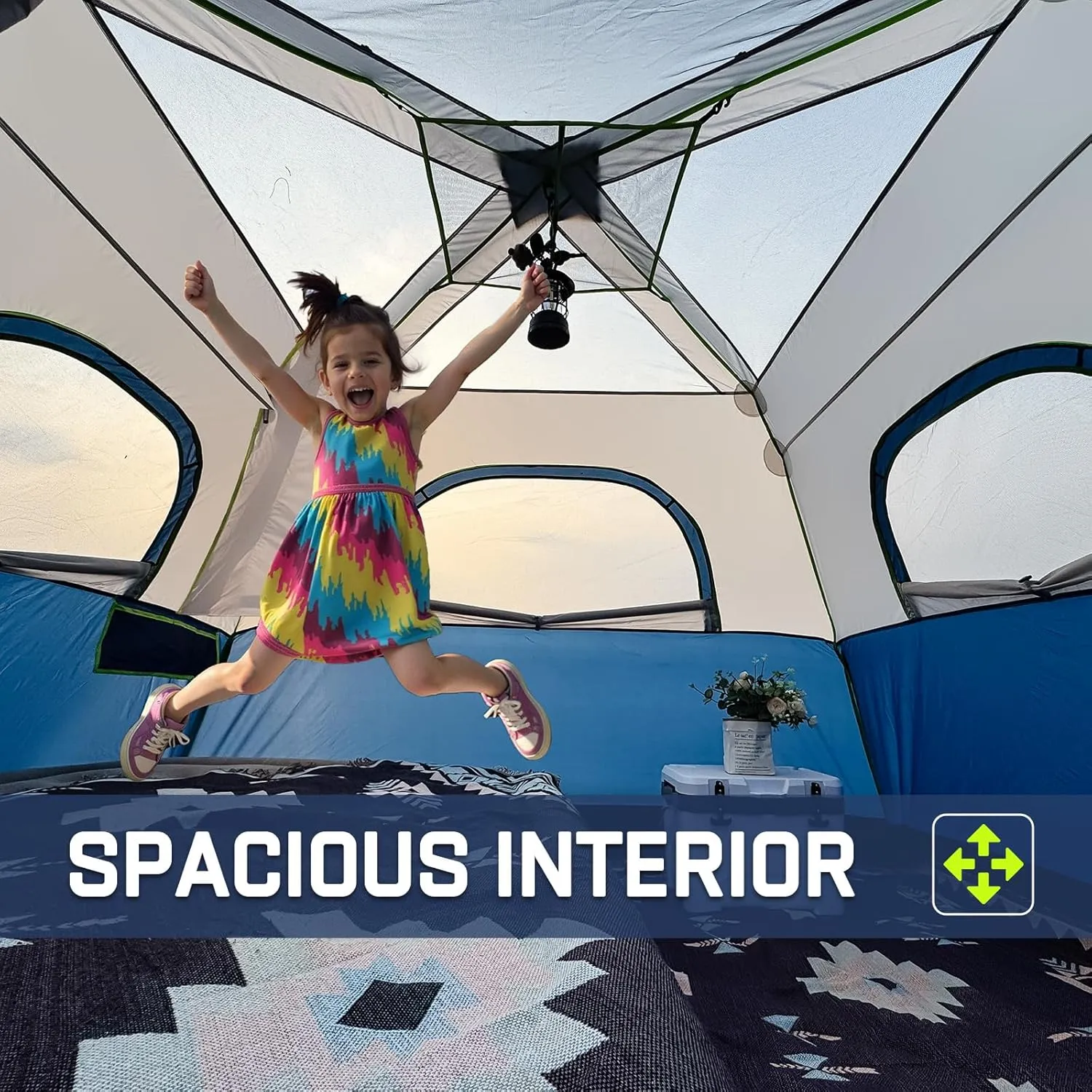 4/6 Person Instant Tent, Waterproof Pop Up Tents for Camping with Rainfly, 60 Seconds Easy Setup, Automatic Cabin Tent for Family Camping with Expandable Carry Bag & Upgraded Ventilation