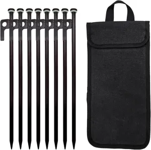 4/8Pcs Tent Stakes Forged Steel Tent Pegs Heavy Duty Ground Anchors with Storage Bag Camping Tent Spikes for Outdoor Camping(8PCS)