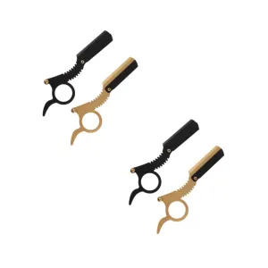 4pcs Manual Beard Shaver Traditional Straight for Men Safe Finger for Precise Grooming Barber Shops and Salons