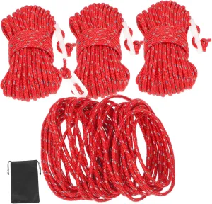4pcs Reflective Tent Cord High Visibility Camping Rope with Storage Bag Durable Windproof Tensioner Strap for Outdoor Hiking and Climbing Activities