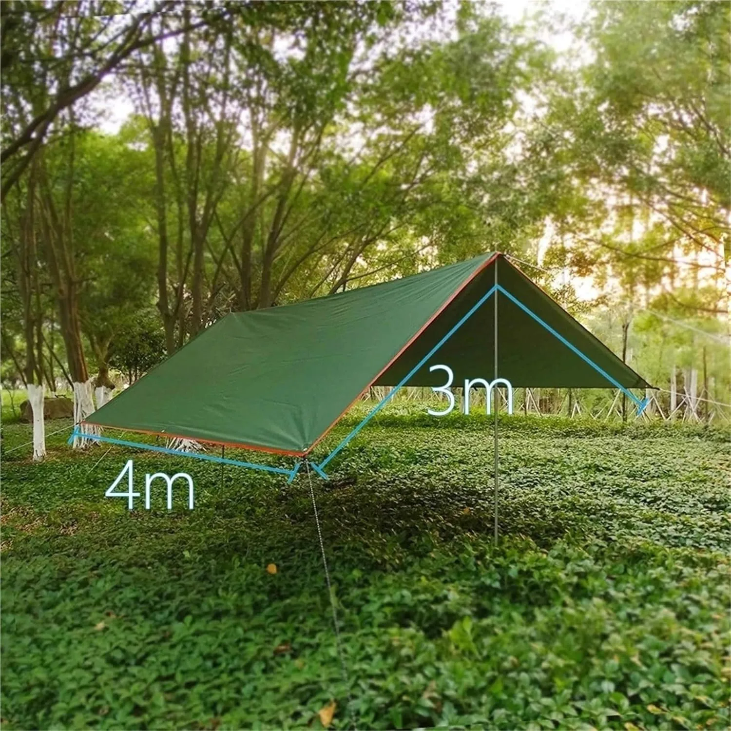 4x3m 3x3m Awning Waterproof Tarp Tent Shade Ultralight Garden Canopy Sunshade Outdoor Camping Hammock Rain Fly Beach Sun Shelter for Outdoors, Picnic(Awning Single Cloth,3x4m)