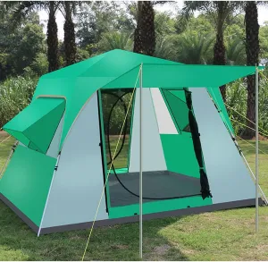 5-8 Person Camping Tent Pop Up Tent with Zipped Double Door and Carrying Bag Instant Family Tent for Outdoor Hiking Camping Beach Garden Easy Set Up (Green 5)