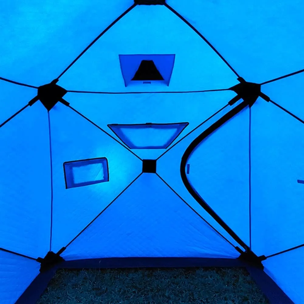 5-8 Person Winter Ice Fishing Tent Large Winter Ice Fishing Tent Warm Camping Tourist Tent Outdoor Camping Tent for Ice Fishing (Camouflage 5~8 People) (Blue 5~8 People)