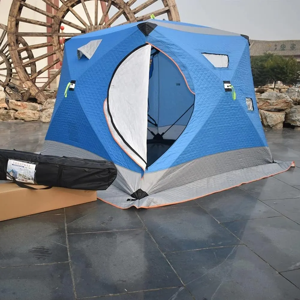 5-8 Person Winter Ice Fishing Tent Large Winter Ice Fishing Tent Warm Camping Tourist Tent Outdoor Camping Tent for Ice Fishing (Camouflage 5~8 People) (Blue 5~8 People)