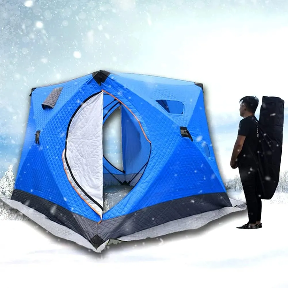 5-8 Person Winter Ice Fishing Tent Large Winter Ice Fishing Tent Warm Camping Tourist Tent Outdoor Camping Tent for Ice Fishing (Camouflage 5~8 People) (Blue 5~8 People)