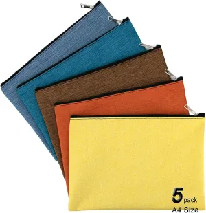 5 Pack Canvas Zipper Tool Bag Set, 13.3x9.4 inch 15 oz Heavy Duty Waterproof Multipurpose Utility Multi Tool Storage Pouch Case for Organizing Sorting Household Tools, Spare Parts (5 Colors)