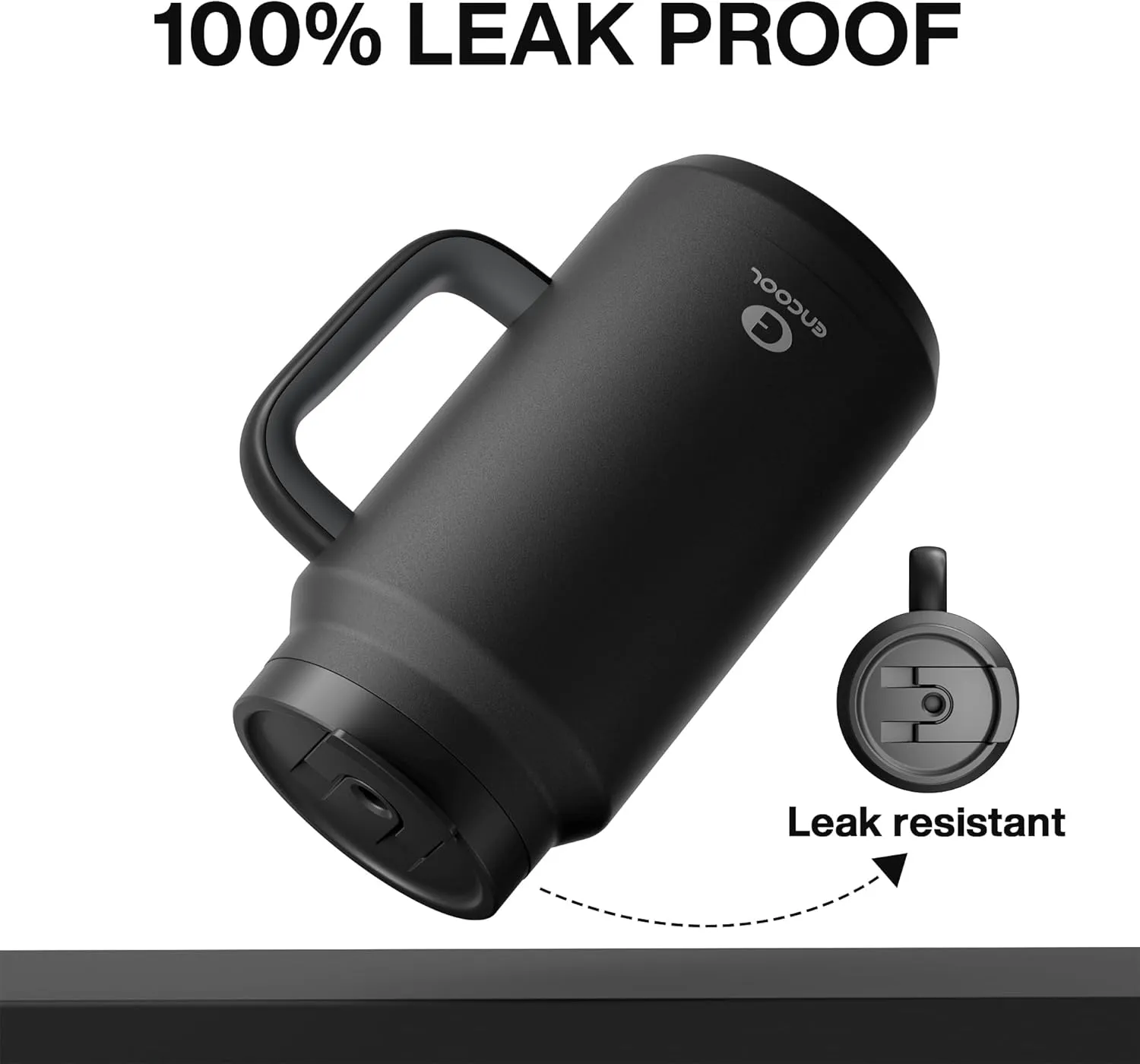 50 oz Tumbler with Handle and Straw, 100% Leak-Proof Insulated Cup Large Water Bottle with 2-in-1 Lid, Reusable Stainless Steel Travel Mug Water Jug, Non-slip Base, BPA-Free （Black Night）
