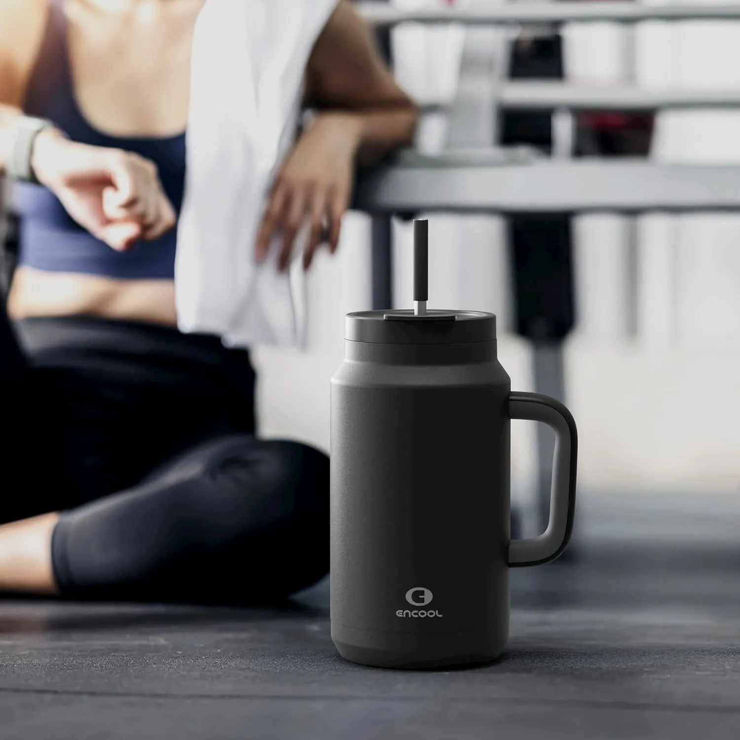 50 oz Tumbler with Handle and Straw, 100% Leak-Proof Insulated Cup Large Water Bottle with 2-in-1 Lid, Reusable Stainless Steel Travel Mug Water Jug, Non-slip Base, BPA-Free （Black Night）