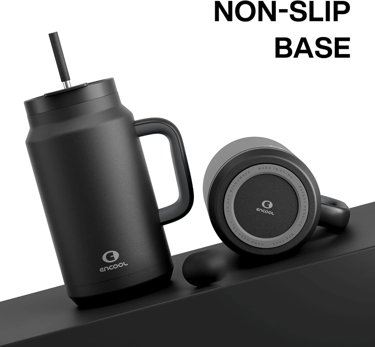 50 oz Tumbler with Handle and Straw, 100% Leak-Proof Insulated Cup Large Water Bottle with 2-in-1 Lid, Reusable Stainless Steel Travel Mug Water Jug, Non-slip Base, BPA-Free （Black Night）