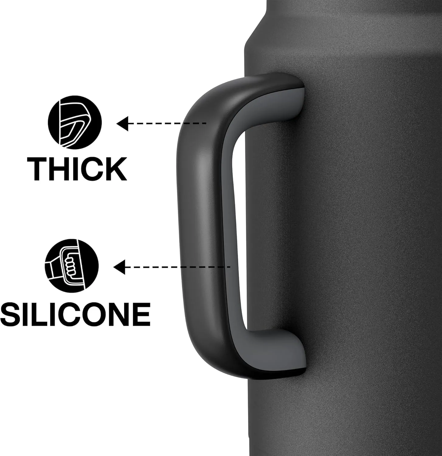 50 oz Tumbler with Handle and Straw, 100% Leak-Proof Insulated Cup Large Water Bottle with 2-in-1 Lid, Reusable Stainless Steel Travel Mug Water Jug, Non-slip Base, BPA-Free （Black Night）
