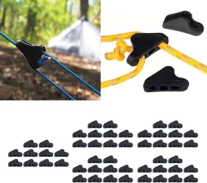 50 Pieces Guy Line Cord Tighteners for Camping Awning Tent Rope Tensioners, Black