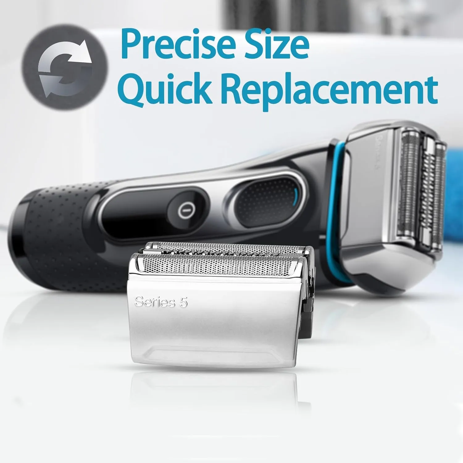 52S Series 5 Foil and Cutter Replacement Head for Braun S5 Shaver，Series 5 Wet and Dry Replacement Head Compatible with 5190cc 5020, 5030 5040 5050 5070 5090… Models