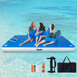 5FT/8FT/10FT/12FT Inflatable Floating Dock for Lakes, Inflatable Dock Floating Platform with Non-Slip Surface, Floating Island Raft for Pool Beach Ocean