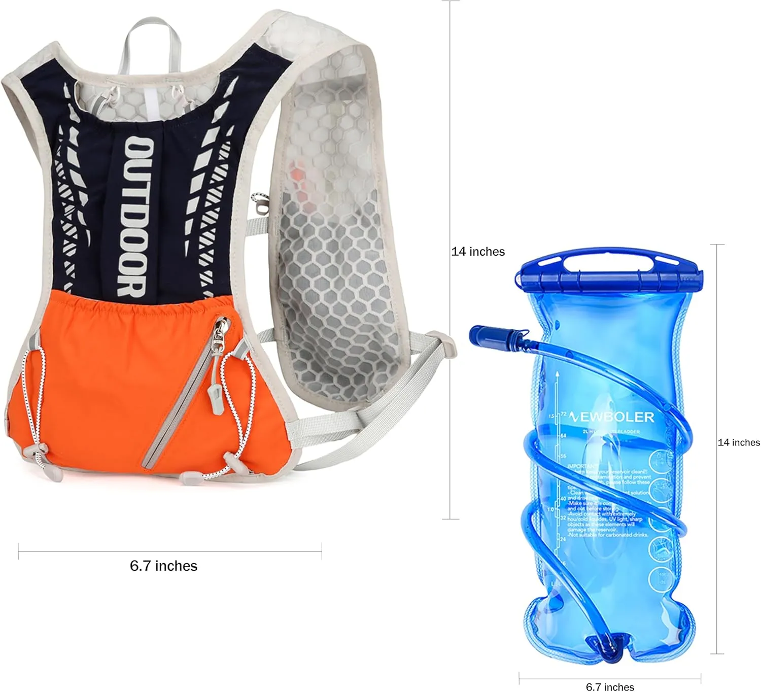 5L Hydration Pack for Men - Lightweight Running Vest with 1.5L Water Bladder, Water Backpack for Hiking, Running, Biking, and Raves- Reflective Design, Adjustable Straps