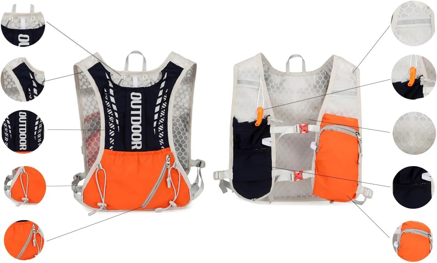 5L Hydration Pack for Men - Lightweight Running Vest with 1.5L Water Bladder, Water Backpack for Hiking, Running, Biking, and Raves- Reflective Design, Adjustable Straps