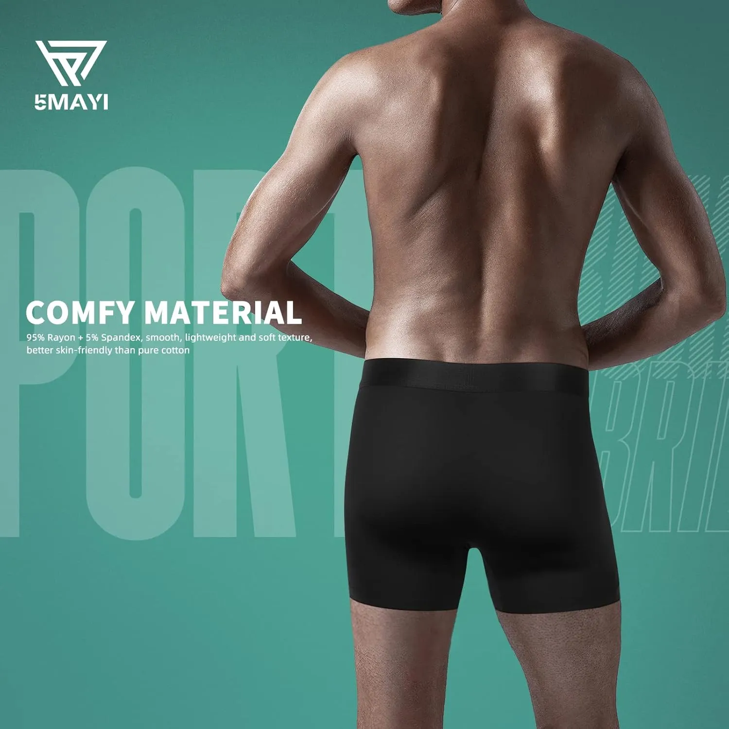 5Mayi Men's Underwear Boxer Briefs Cotton Regular Long Mens Boxer Briefs Underwear Men Pack S M L XL XXL