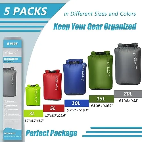 5pcs Dry Bag,Ultralight Dry Sack,Outdoor Bags Keep Gear Dry for Hiking,Camping