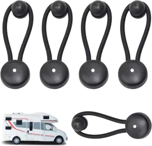 5Pcs Tent Pole Shock Cord Clip with Knobs, Reliable Bungee Shock Cord, Pull Tie Down Tarp Canvas Knobs for Marine for Marine Boat Truck Car RV Covers Camping Accessories