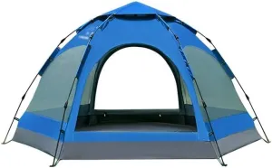 6-9 Person Hexagon Mongolian Yurt Tent, Rainproof Anti-UV Breathable Double Layer Camping Tent for Outdoor Adventures