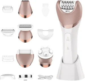 6 in 1 Electric Razors for Women Shaver Women Pubic Hair Wet Dry Bikini Trimmer for Women Foil Shaver Waterproof Razors Hair Trimmer, Rechargeable Women's Grooming Kit
