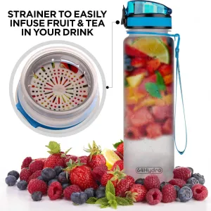 64HYDRO 32oz 1Liter Motivational Water Bottle with Time Marker, Water Tracker Bottle, Water Bottles with Times to Drink, Book Gifts, Reading Gifts, Librarian Gifts, Book Dragon Inspirational Bottle