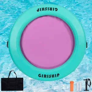 6FT Inflatable Water Hammock, Round Floating Ring Inflatable Floating Dock for Lakes and Pools, Pool Hammock Lake Floats for Adults