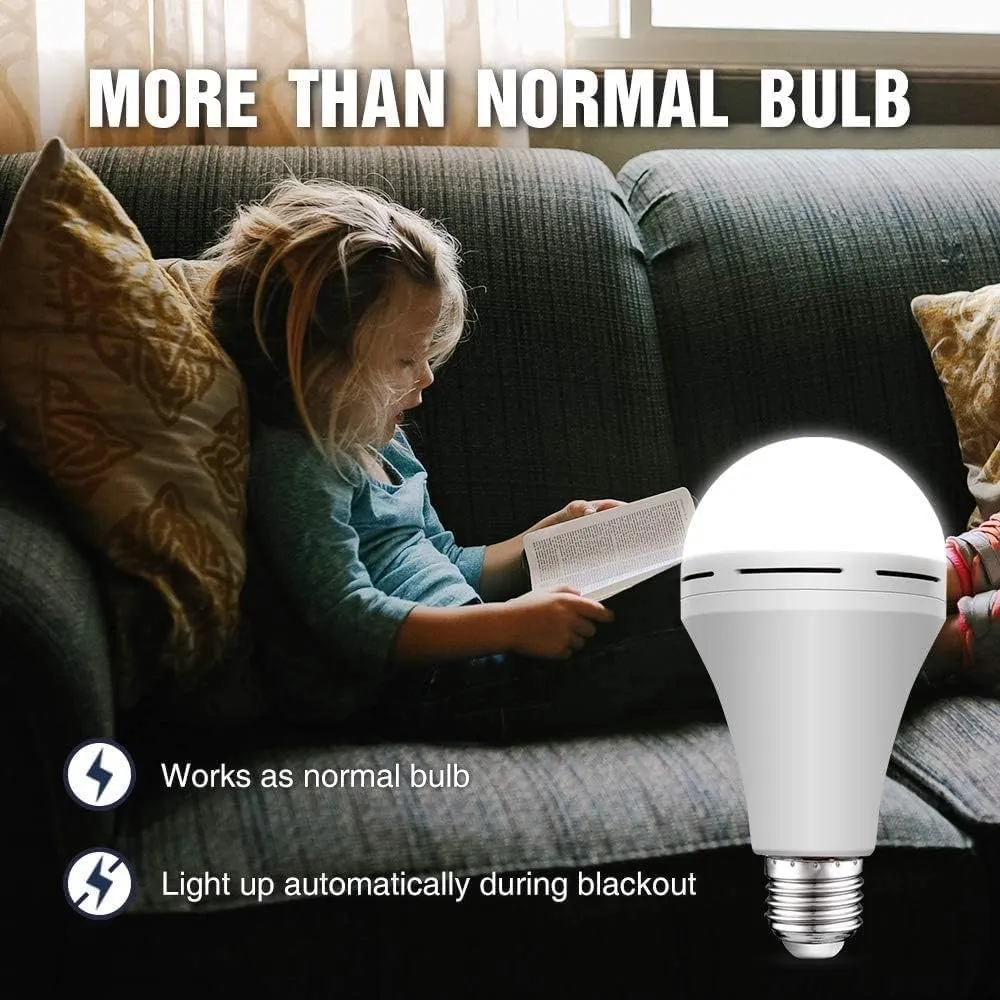 6Pack Rechargeable Emergency 15W LED Light Bulb,Battery LED Bulbs Light 150W Equivalent for Power Outage Camping Outdoor Activity Hurricane 6000K E26 Base Emergency Lighting Bulb