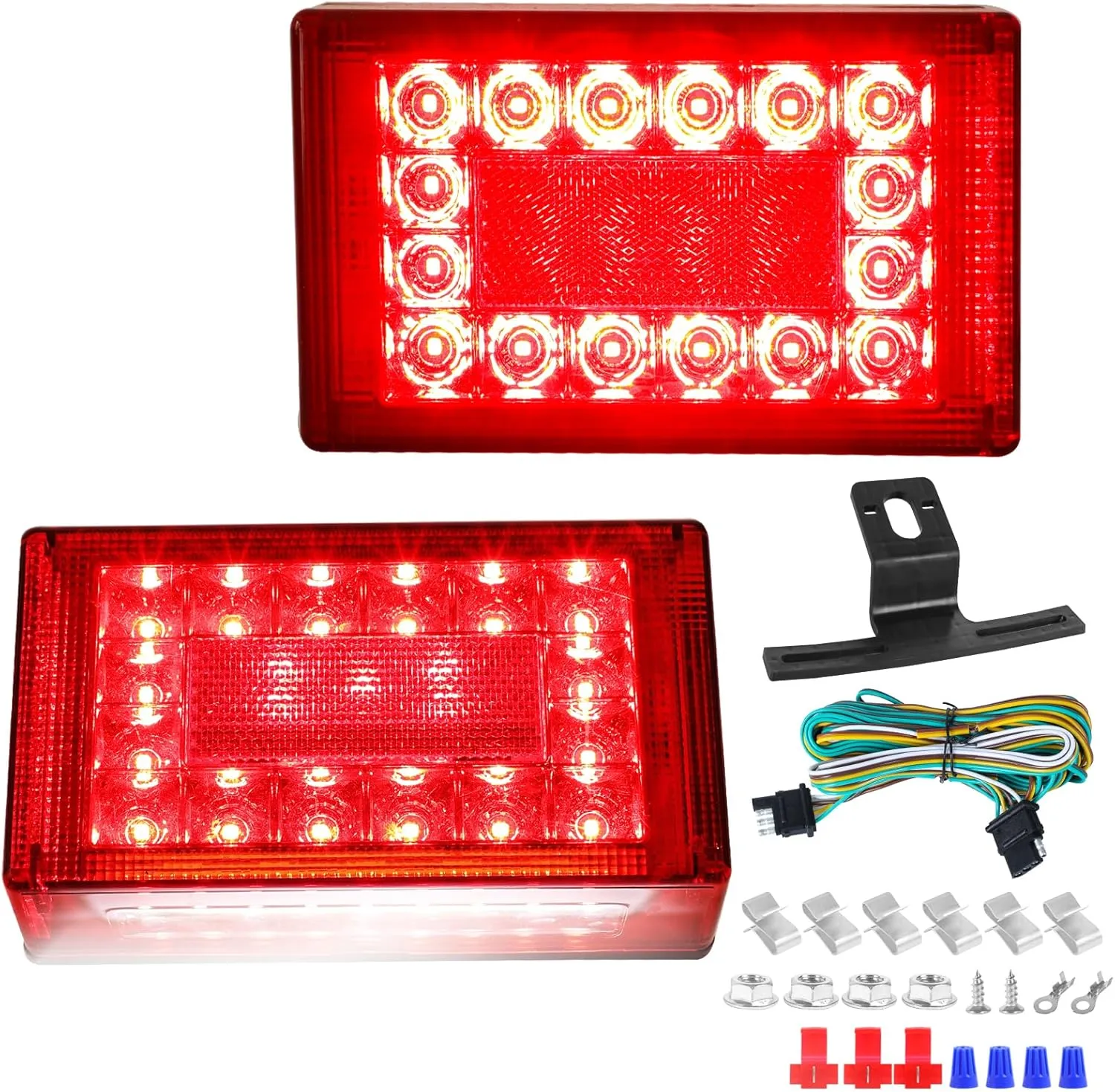 6" LED Boat Trailer Lights Kit - 12V Submersible Stop Turn Tail Brake Running Light With 25ft Wire