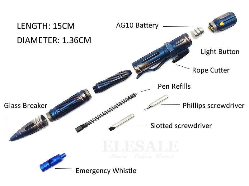 7-in-1 Multi-Tool Pen - Camping Survival Gadget