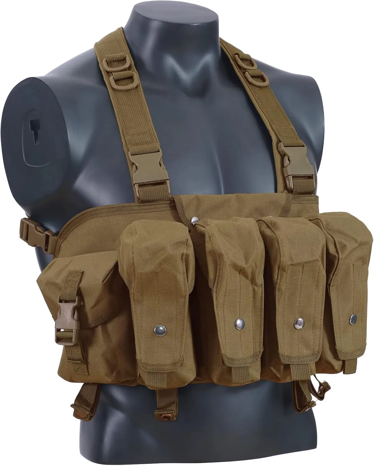 7 Pockets Tactical Chest Rig Vest Adjustable Chest Rigs Tactical with Mag Pouch X Harness for Men Women