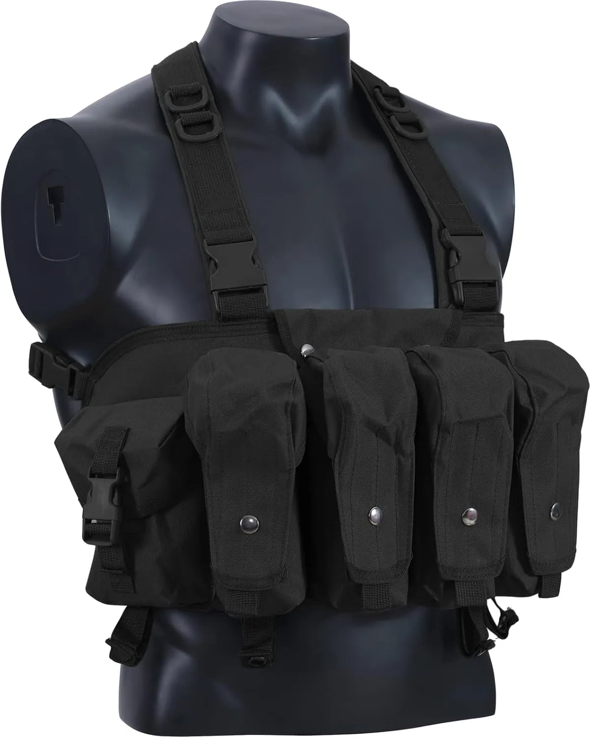 7 Pockets Tactical Chest Rig Vest Adjustable Chest Rigs Tactical with Mag Pouch X Harness for Men Women