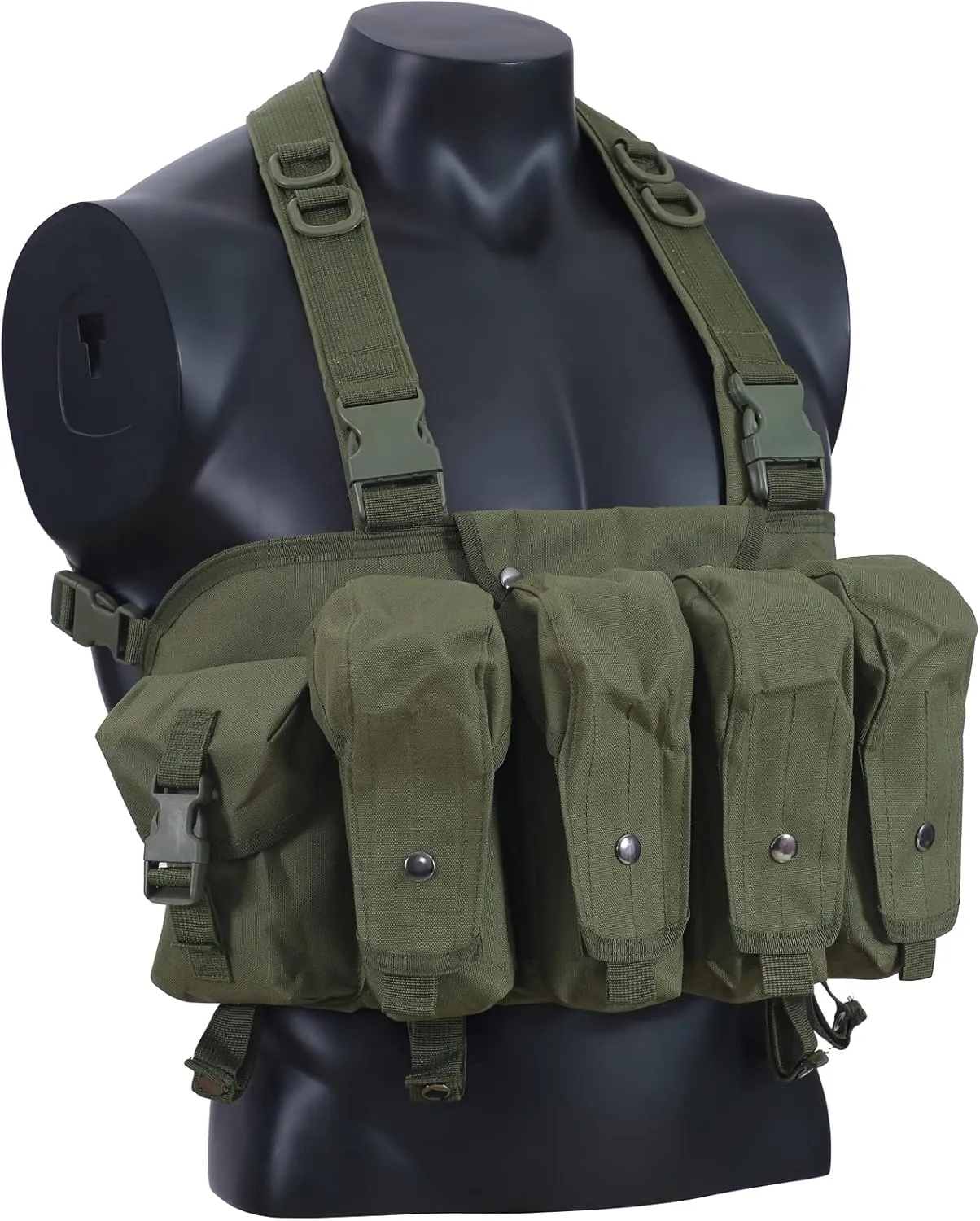 7 Pockets Tactical Chest Rig Vest Adjustable Chest Rigs Tactical with Mag Pouch X Harness for Men Women