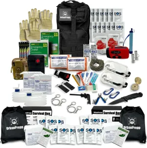 72-Hour Survival Combo Kit - 2 Person Bugout Bag & Survival Box with Food, Water, First Aid, Tools