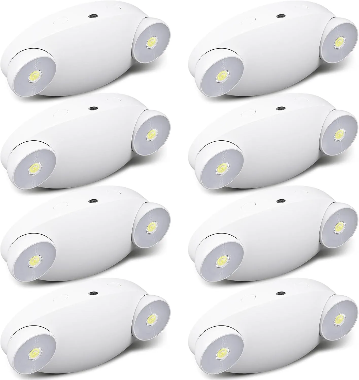 8 Pcs Emergency Lights for Business, with Battery Backup 2 Adjustable LED Head Ac 120/277v Commercial Emergency Lighting Fixture, Ul Certified, Fire Resistant for Home Outdoor Restaurant