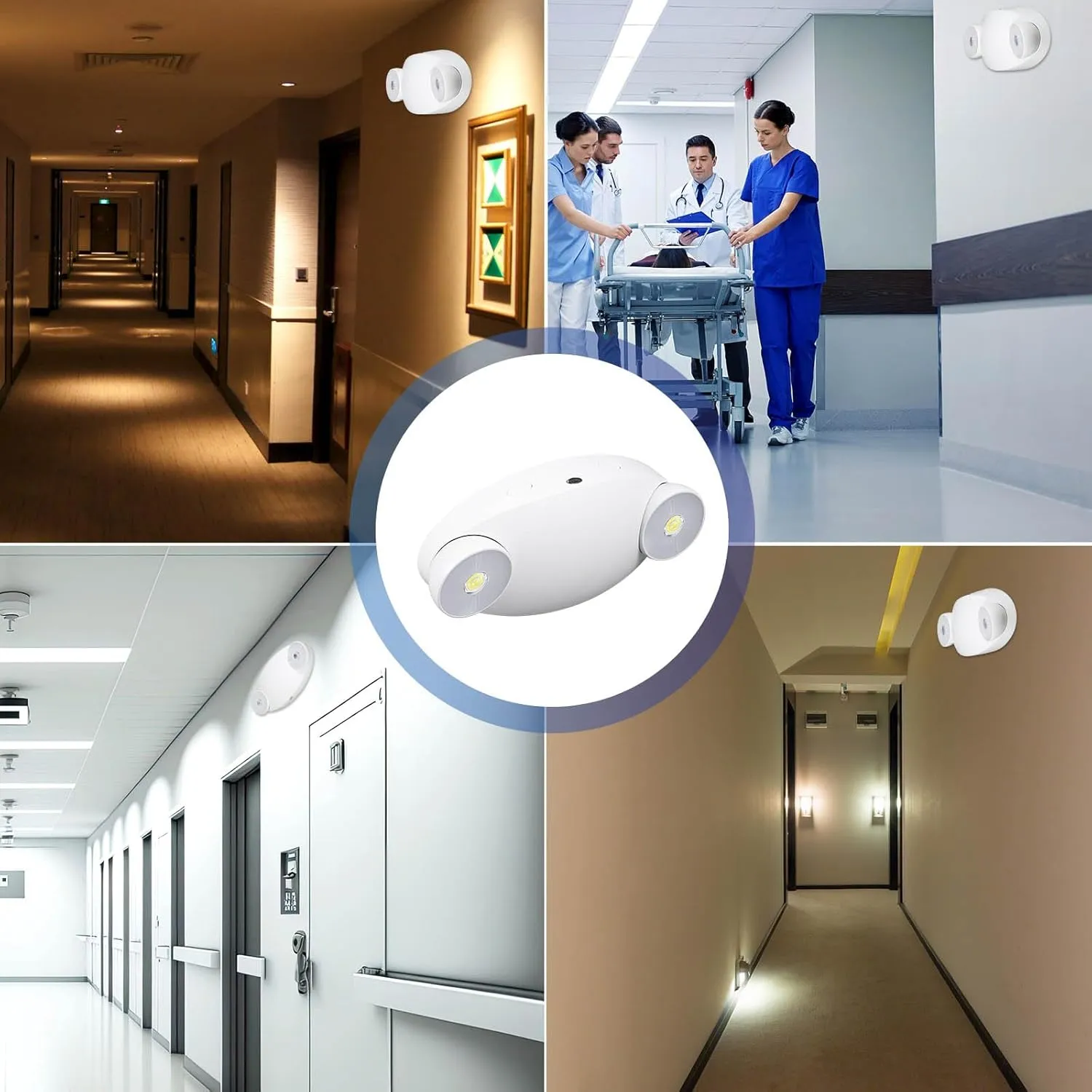 8 Pcs Emergency Lights for Business, with Battery Backup 2 Adjustable LED Head Ac 120/277v Commercial Emergency Lighting Fixture, Ul Certified, Fire Resistant for Home Outdoor Restaurant