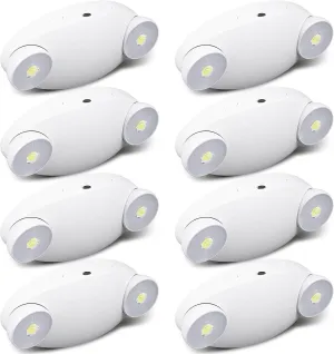 8 Pcs Emergency Lights for Business, with Battery Backup 2 Adjustable LED Head Ac 120/277v Commercial Emergency Lighting Fixture, Ul Certified, Fire Resistant for Home Outdoor Restaurant