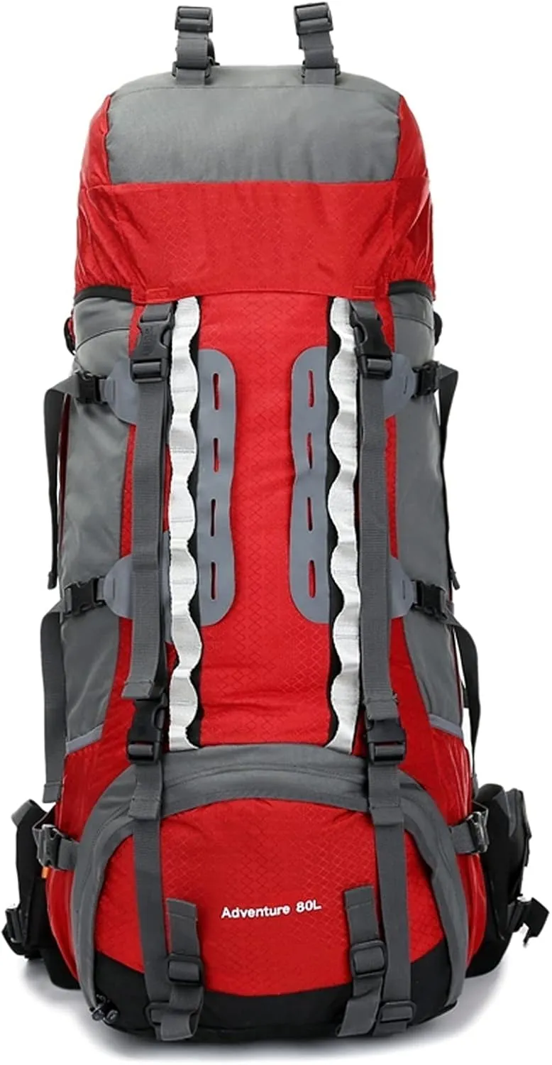 80L Rucksack Foldable Hiking Backpack Ultra Lightweight Tear Water Resistant Travel Camping Trekking Daypack for Men Women(Red) High Capacity