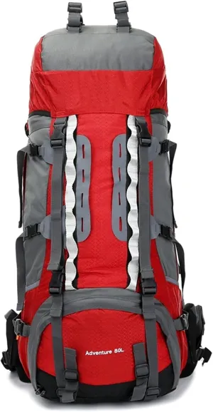 80L Rucksack Foldable Hiking Backpack Ultra Lightweight Tear Water Resistant Travel Camping Trekking Daypack for Men Women(Red) High Capacity