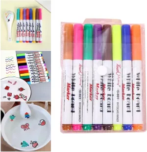 8/12 Colors Magic Drawing Pen Bundle, Magical Water Painting Pens, Kiddies Create Magic Pen Floating Ink Drawings Set with Spoons, Tattoo Water Marker Gifts for Boys and Girls (8)